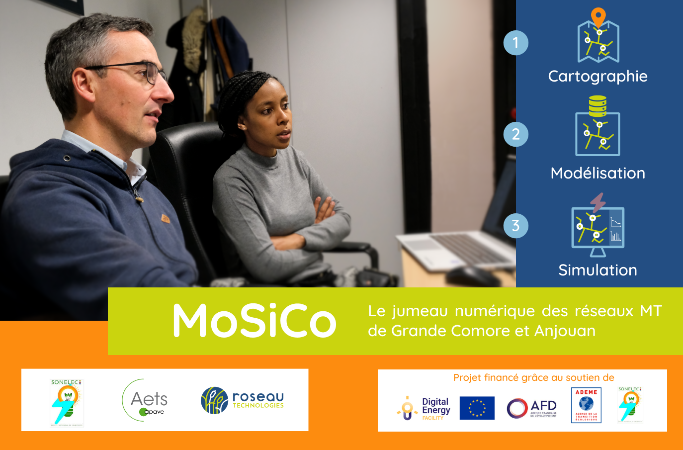 MoSiCo prévoit de réaliser le relevé cartographique, la modélisation et la simulation du réseau électrique des Comores