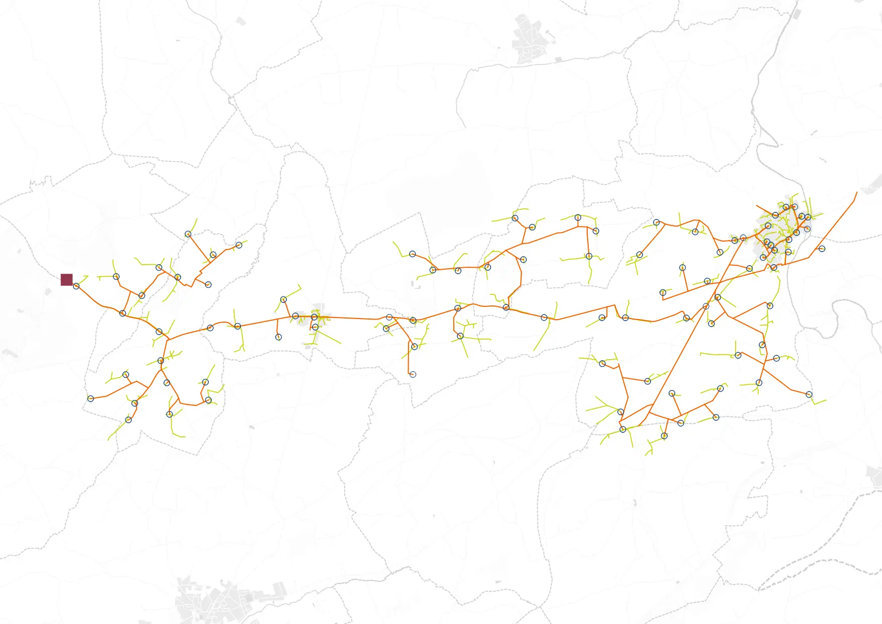Une image d'un réseau représentatif du réseau de distribution français, et distribué sous licence ouverte